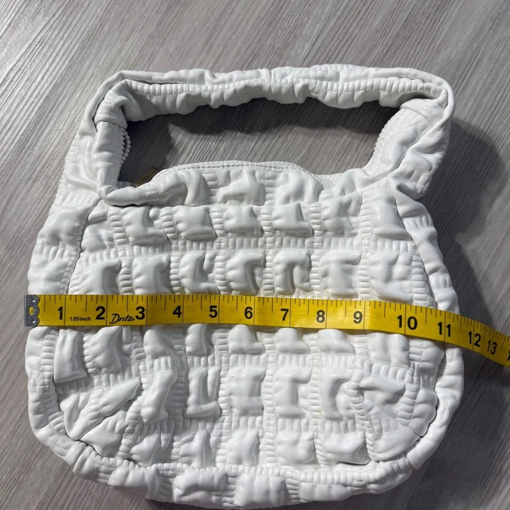 Jason Wu White Quilted Puffy Hobo Bag Textured Top Handle Handbag Gold Hardware
